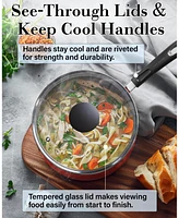 Cook N Home Pots and Pans Nonstick Cookware Set 10-Piece, Belly Shape Kitchen Cooking Set with Frying Pans and Saucepans, Induction Compatible, Marble