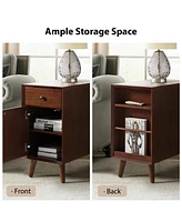 Mid-century Modern Mitch End Table with Storage and Built-In Outlets