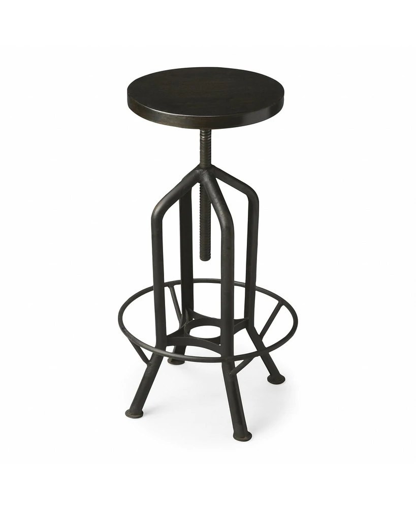 Wood and Iron Backless Swivel Bar Chair