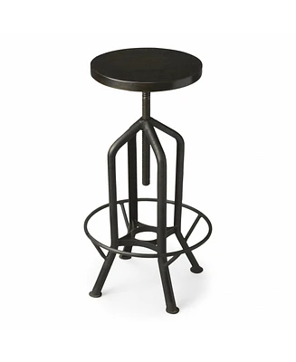 Wood and Iron Backless Swivel Bar Chair