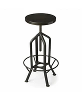 Wood and Iron Backless Swivel Bar Chair