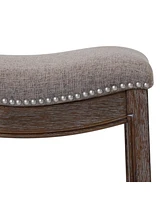 Fabric and Solid Wood Backless Counter Height Bar Chair