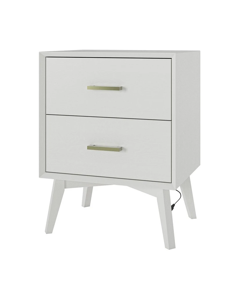 Jonas Modern 2-Drawers Nightstand with Usb 2 Ports