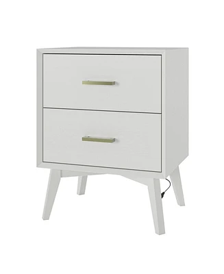 Jonas Modern 2-Drawers Nightstand with Usb 2 Ports