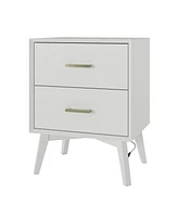 Jonas Modern 2-Drawers Nightstand with Usb 2 Ports