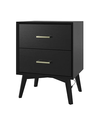 Jonas Modern 2-Drawers Nightstand with Usb 2 Ports