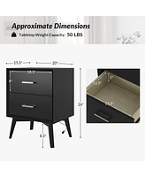 Jonas Modern 2-Drawers Nightstand with Usb 2 Ports