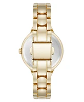 Anne Klein Women's Quartz Delicate Crystal Accented Black Dial Gold-Tone Alloy Metal Watch, 28mm