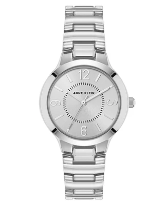 Anne Klein Women's Quartz Essential Round Silver-Tone Metal Alloy Watch, 32mm