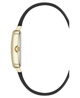 Anne Klein Women's Quartz Rectangular Polyurethane Leather and Gold-Tone Metal Alloy Watch