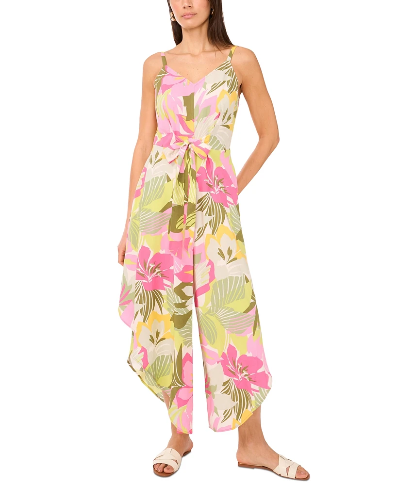 Vince Camuto Women's Floral-Print Angled-Hem Sleeveless Jumpsuit