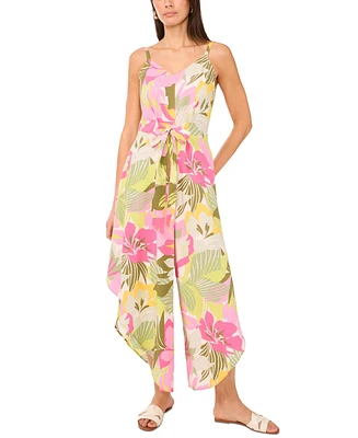 Vince Camuto Women's Floral-Print Angled-Hem Sleeveless Jumpsuit
