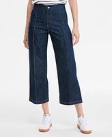 Tommy Hilfiger Women's Wide-Leg No-Waistband Cropped Denim Jeans
