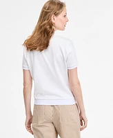 Tommy Hilfiger Women's Lace-Front Short-Sleeve Cotton Top