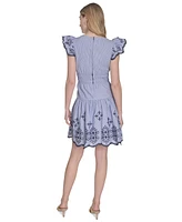 Vince Camuto Women's Day Cotton Embroidered Cap-Sleeve Dress