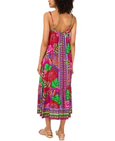Vince Camuto Women's Braided-Neck Floral-Print Maxi Dress