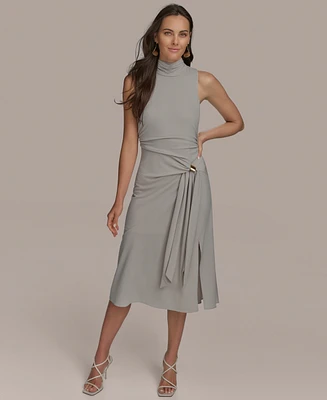 Donna Karan New York Women's Sleeveless Side-Tie Jersey Midi Dress