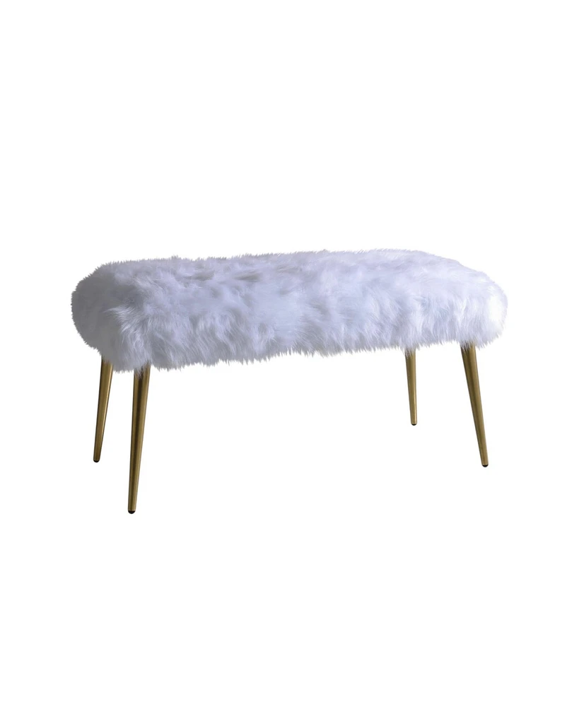 Plush Upholstered Faux Fur Bench – Modern Accent Seating for Bedroom or Entryway