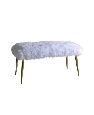 Plush Upholstered Faux Fur Bench – Modern Accent Seating for Bedroom or Entryway