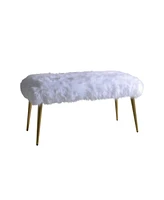Plush Upholstered Faux Fur Bench – Modern Accent Seating for Bedroom or Entryway