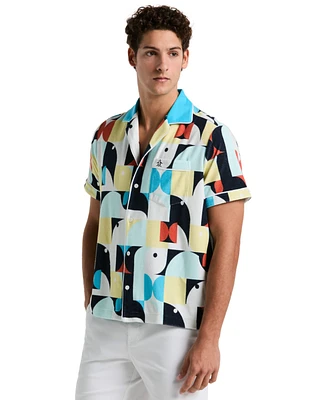 Original Penguin Men's Slim-Fit Camp Collar Terry Short-Sleeve Shirt