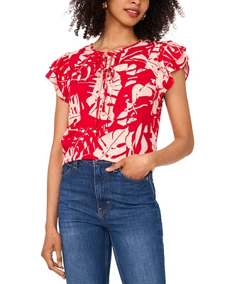 Sam & Jess Women's Printed Flutter-Sleeve Top