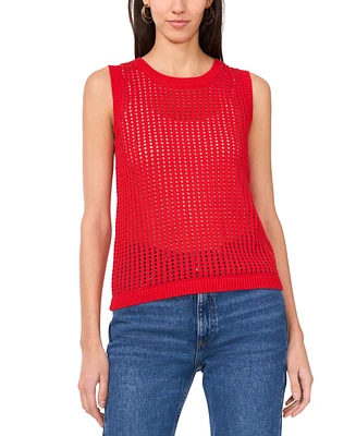 Sam & Jess Women's Open-Knit Crochet Crewneck Sweater