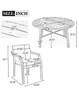 Mondawe Outdoor Dinning Set 4-Person Outdoor Wooden Dinning Set with an Umbrella Hole