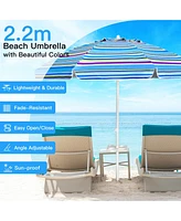 Gymax 7.2ft Beach Umbrella Outdoor Patio Garden w/ Carrying Bag Sand Anchor