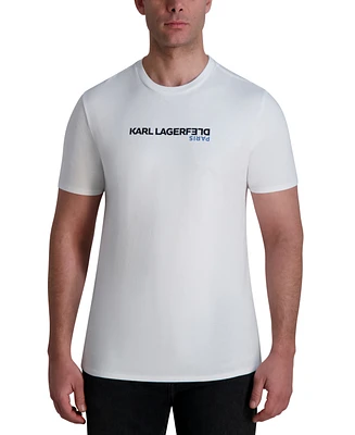Karl Lagerfeld Paris Men's Short Sleeve Upside Down Logo Crewneck T-Shirt