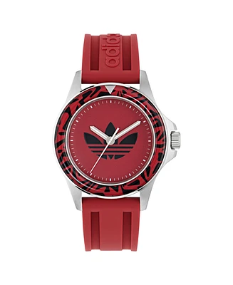 adidas Unisex Analog Red Silicone Watch, 44mm