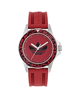 adidas Unisex Analog Red Silicone Watch, 44mm