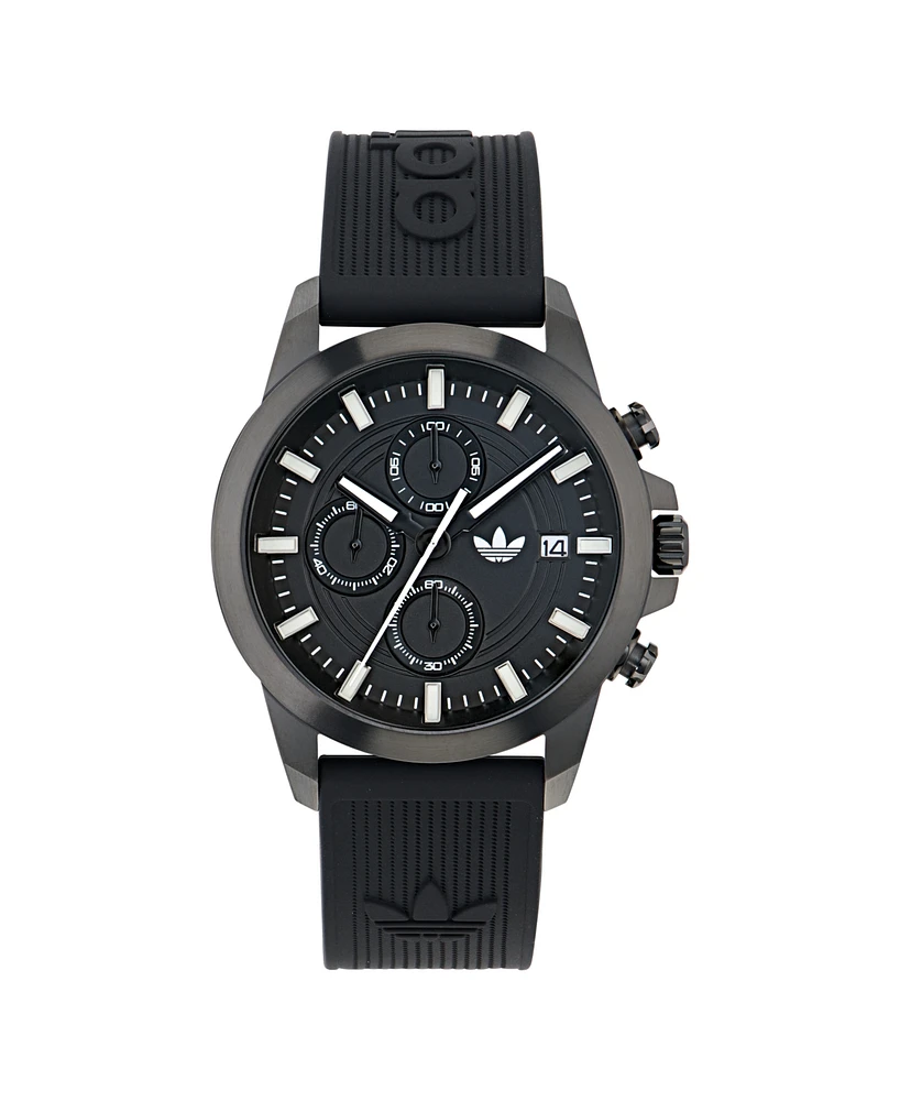 adidas Unisex Chronograph Date Black Silicone Watch, 43mm