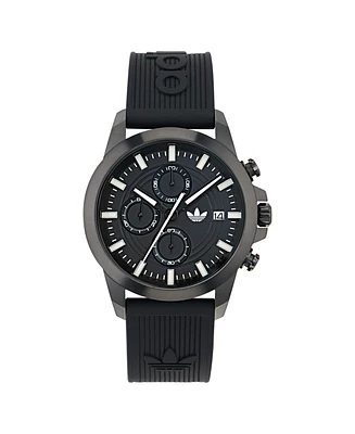adidas Unisex Chronograph Date Black Silicone Watch, 43mm