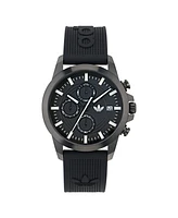 adidas Unisex Chronograph Date Black Silicone Watch, 43mm