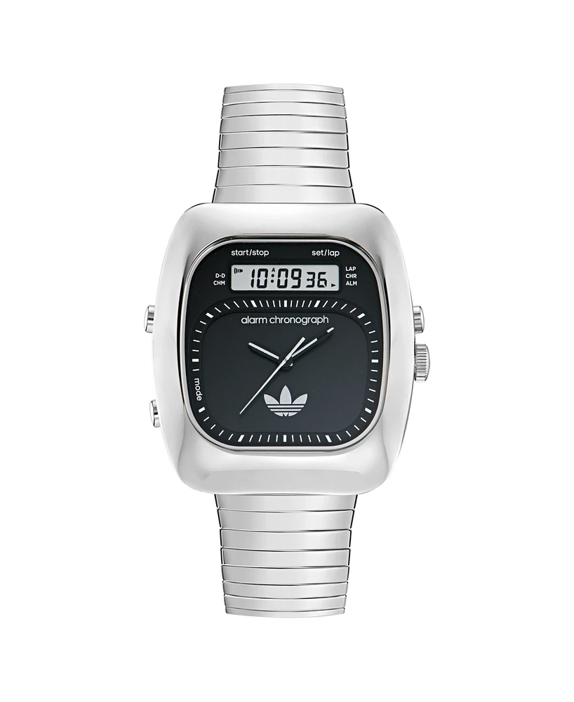 adidas Unisex Analog Silver-Tone Stainless Steel Watch, 37mm