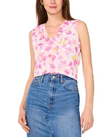 Vince Camuto Women's Printed Ruffled V-Neck Sleeveless Top