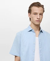 Mango Men's Short Sleeve Linen-Blend Shirt