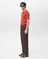 Mango Men's Cotton Striped Structure Polo Shirt