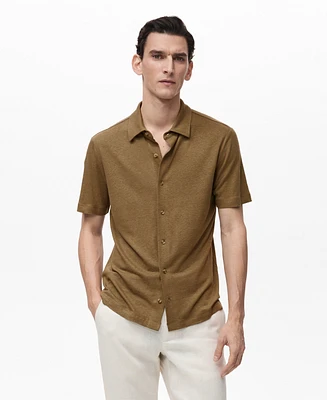 Mango Men's Regular-Fit Linen-Blend Shirt