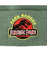 Jurassic Park Men's Ranger Embroidered Logo Green Cuffed Knitted Beanie hat