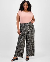 Kasper Plus Printed Pull-On Pants