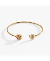 Love Luck Heart And Clover Flex Cuff Bracelet