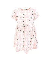 Hudson Baby Girls Cotton Dresses, Soft Pink Sage Rose