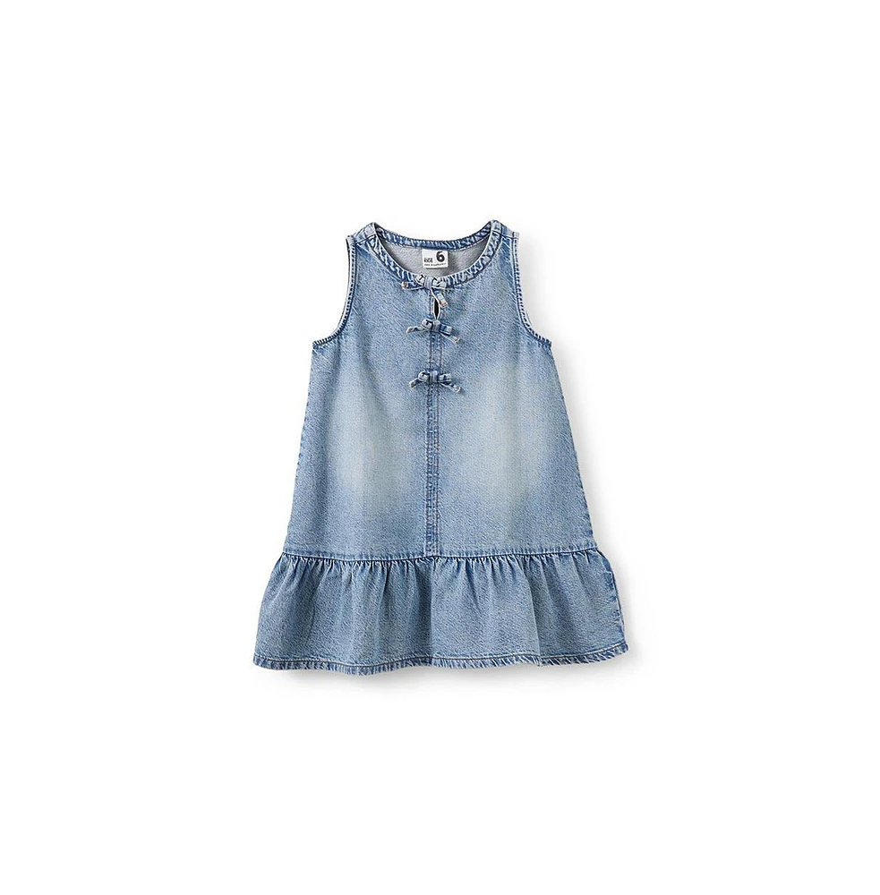 Cotton On Little Girls Little/Big Betty Bow Sleeveless Denim Dress