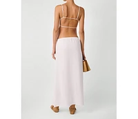 WeWoreWhat Women's Tie Waist Linen Skirt