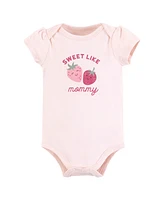 Hudson Baby Girls Bodysuit, Short and Sock, Strawberry Love
