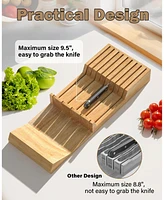 Cook N Home 9-Slot Kitchen Knife Cutlery Holder In-Drawer Knife Block Organizer, Wood