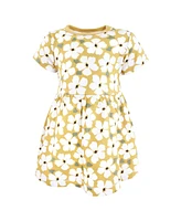 Hudson Baby Girls Cotton Dresses, Gold Sage Floral