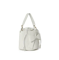 Women's Gathered White Bucket Bag